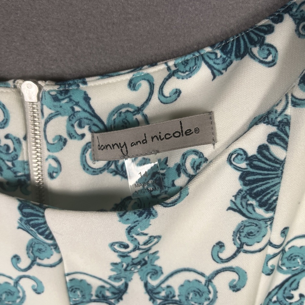 NWT- Danny and Nicole Floral Fit & Flare Dress Seafoam Ivory Women SZ 14 - Picture 5 of 7